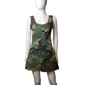 Vintage Y2K TRIPP NYC Camo Camoflauge Flared Tank Dress Womens Size Medium NEW